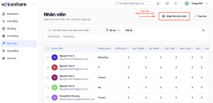 B2: Chọn tab Nhập file nhân viên