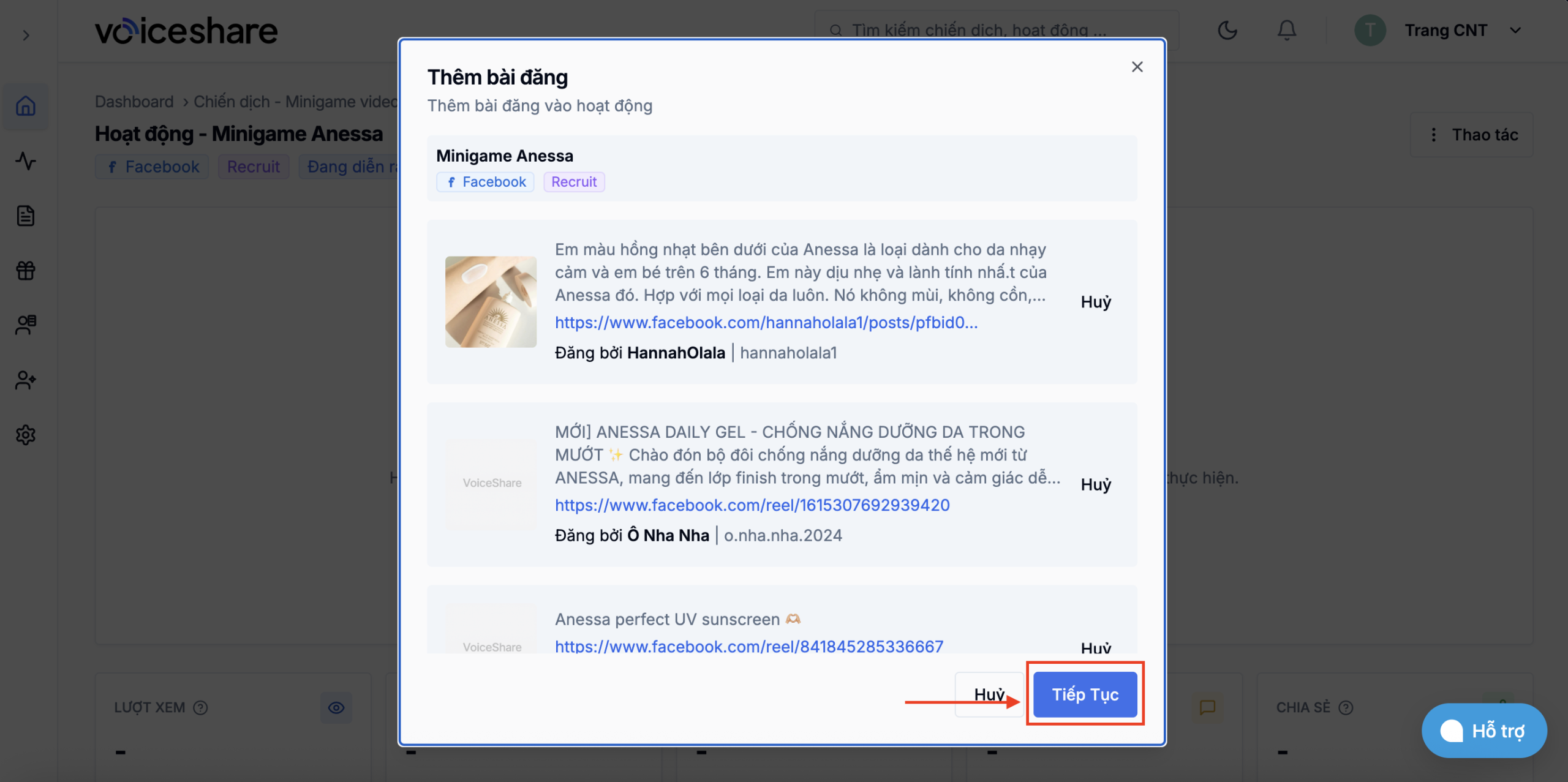 Tự động tracking KOL campaign: Theo dõi hiệu suất bài đăng chỉ với 1 link (hoặc 100+ link cùng lúc) Bước 3: Dán link bài đăng