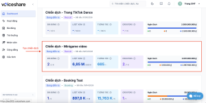 Xây dựng Creator Pool tự động trên VoiceShare: Tích lũy dữ liệu creator qua từng chiến dịch Chọn chiến dịch