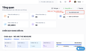 Dashboard → Nhấp “Tạo chiến dịch”